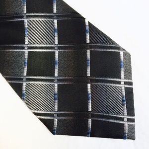 Arrow Black Gray Blue Plaid Tie Classic Formal Office Wedding Business